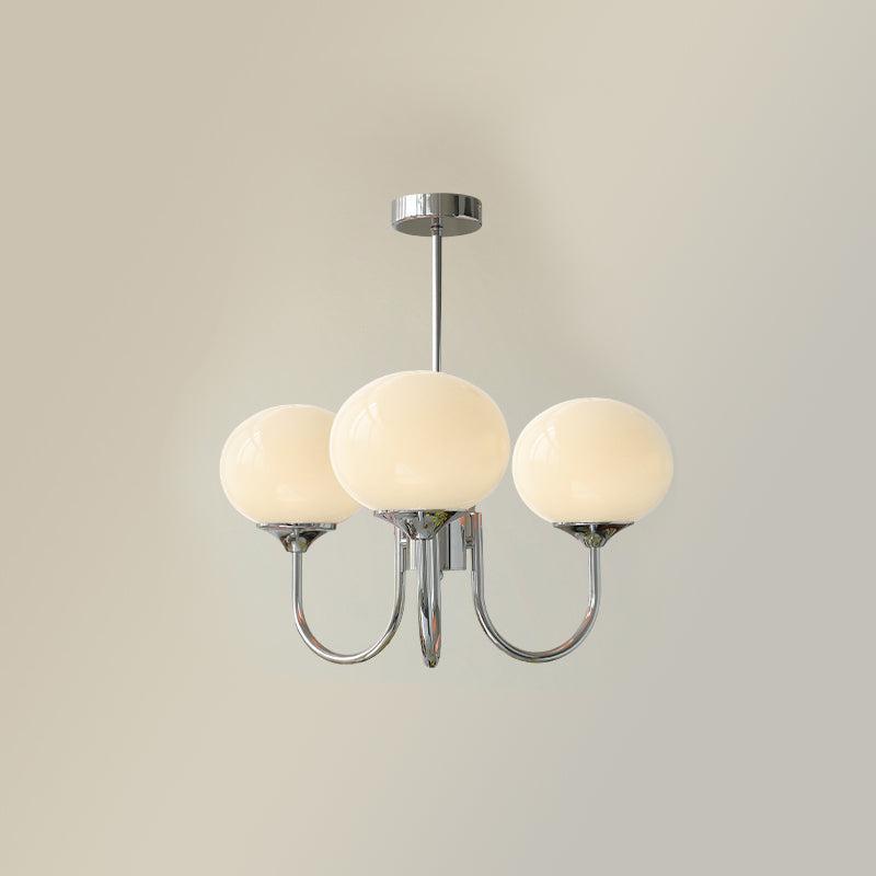 Gold Finish Chandelier With Glass Shades Adjustable Height Lighting Fixture | Meowbutter
