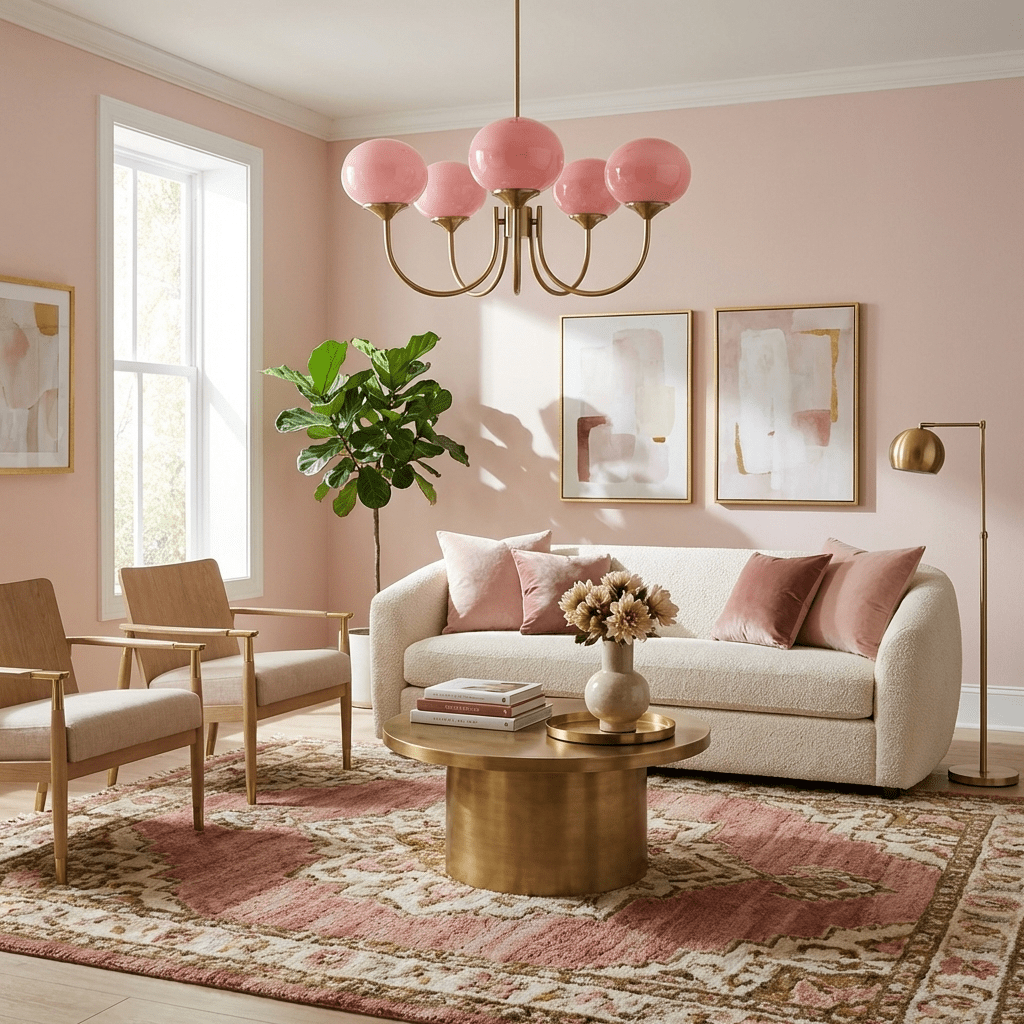 Gold Finish Chandelier With Glass Shades Adjustable Height Lighting Fixture | Meowbutter
