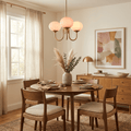Gold Finish Chandelier With Glass Shades Adjustable Height Lighting Fixture | Meowbutter