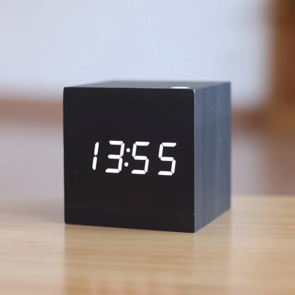 Reloj despertador digital de madera con LED para escritorio o mesa | Meowbutter