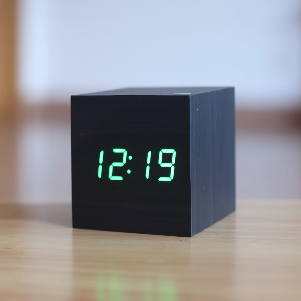 Reloj despertador digital de madera con LED para escritorio o mesa | Meowbutter