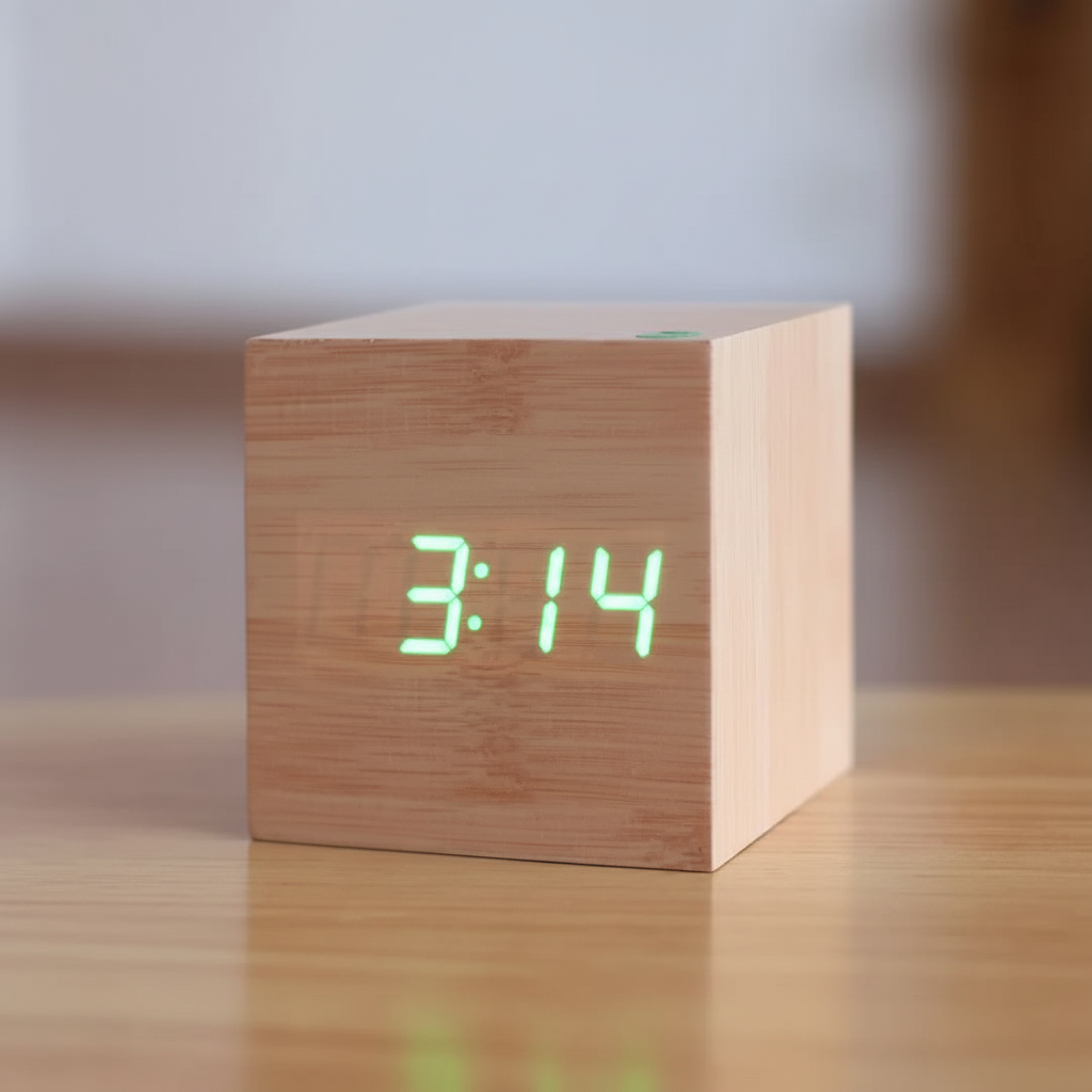 Reloj despertador digital de madera con LED para escritorio o mesa | Meowbutter