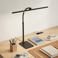 Schreibtischlampe mit weißem mattiertem Glas und schwanenhalsförmigem Arm, dimmbares Licht