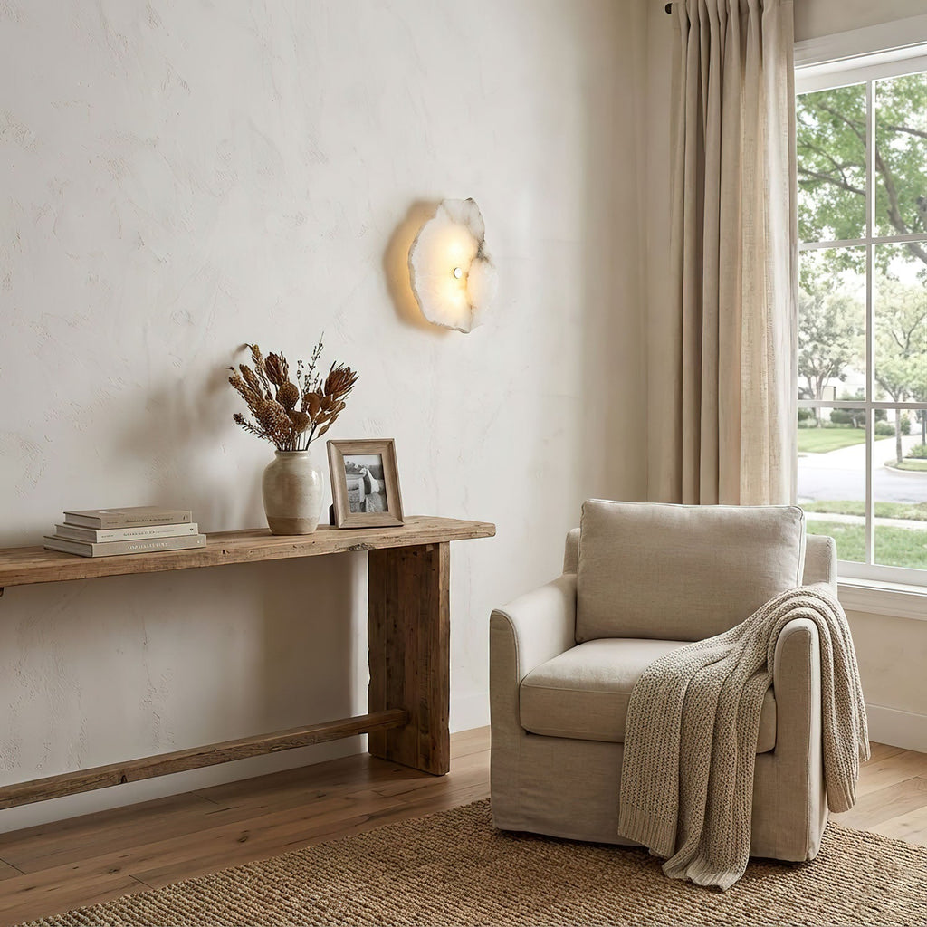Applique murale moderne dimmable finition albâtre pour une ambiance chaleureuse | Meowbutter