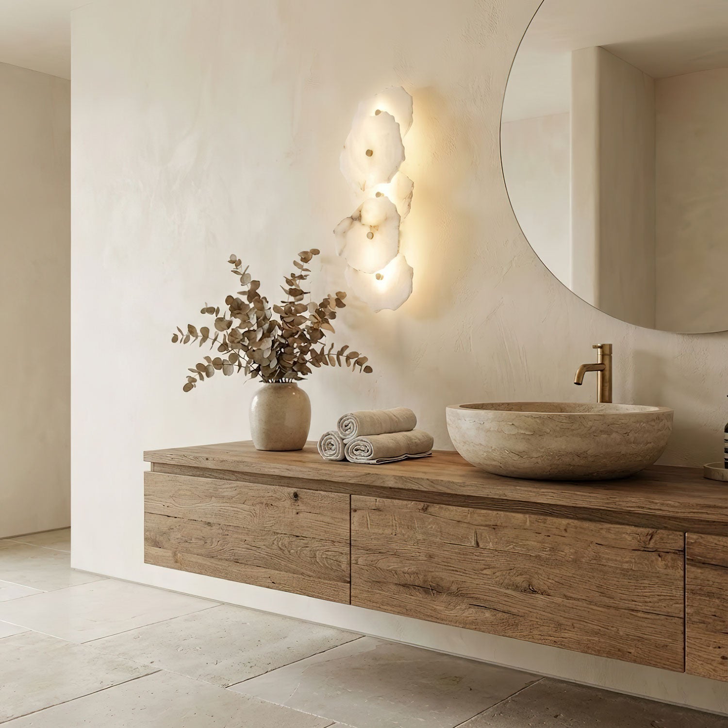 Applique murale moderne dimmable finition albâtre pour une ambiance chaleureuse | Meowbutter