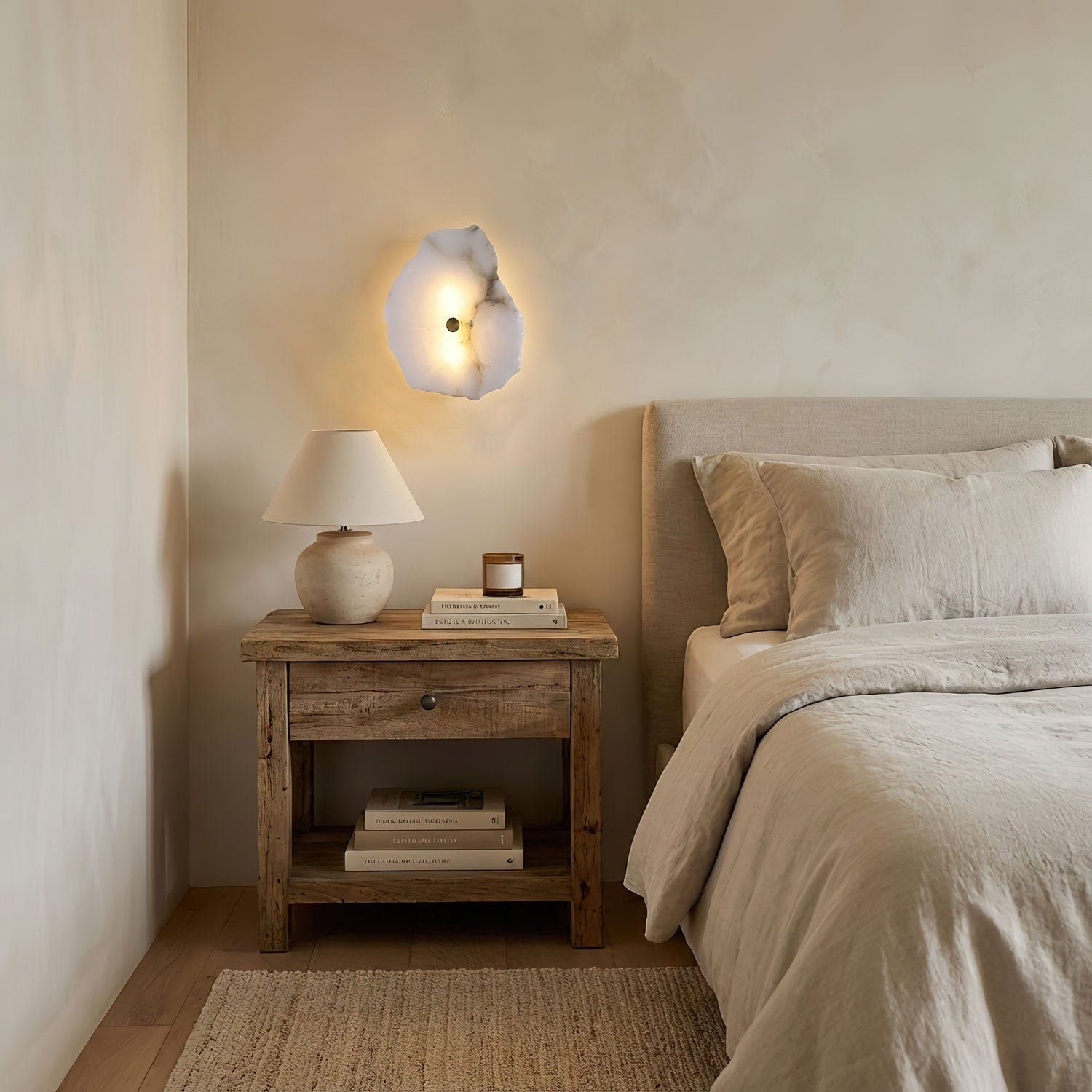 Applique murale moderne dimmable finition albâtre pour une ambiance chaleureuse | Meowbutter