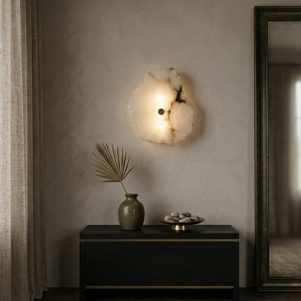 Applique murale moderne dimmable finition albâtre pour une ambiance chaleureuse | Meowbutter