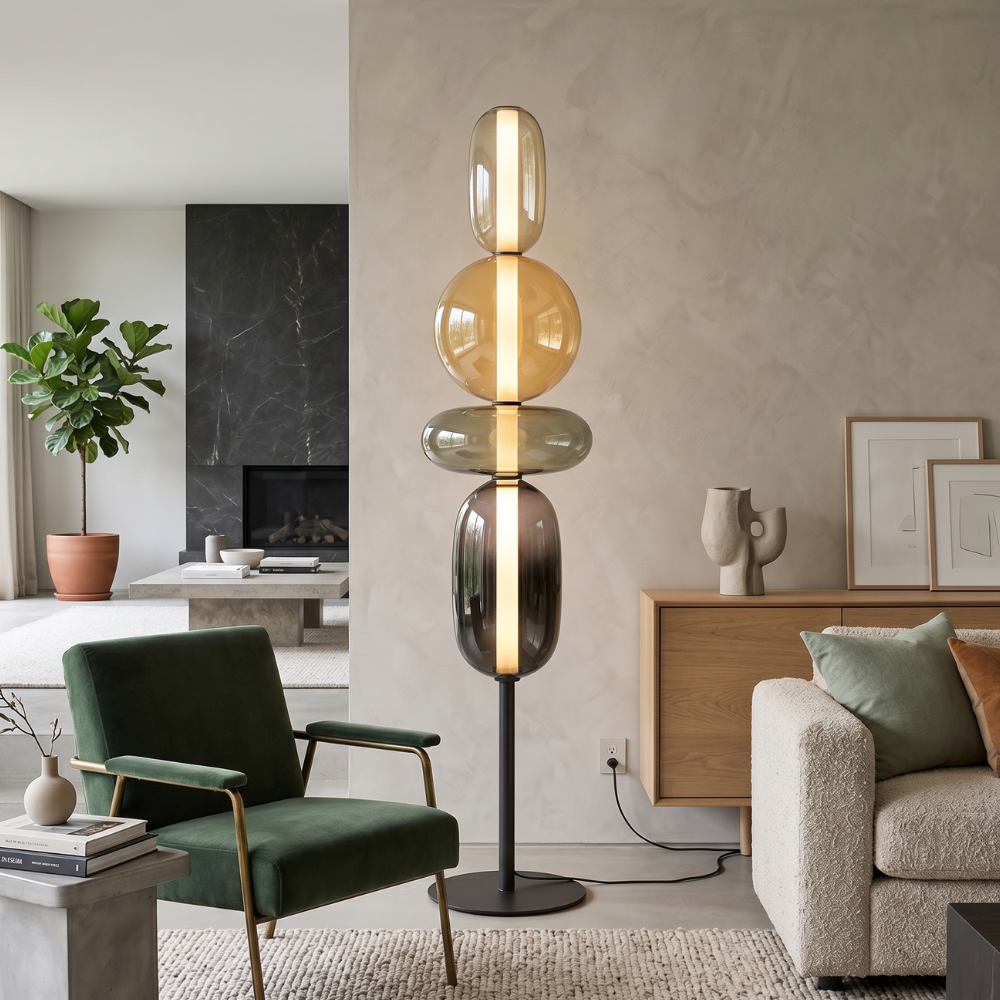 Contemporary Glass Floor Lamp With Integrated LED Lighting | Meowbutter