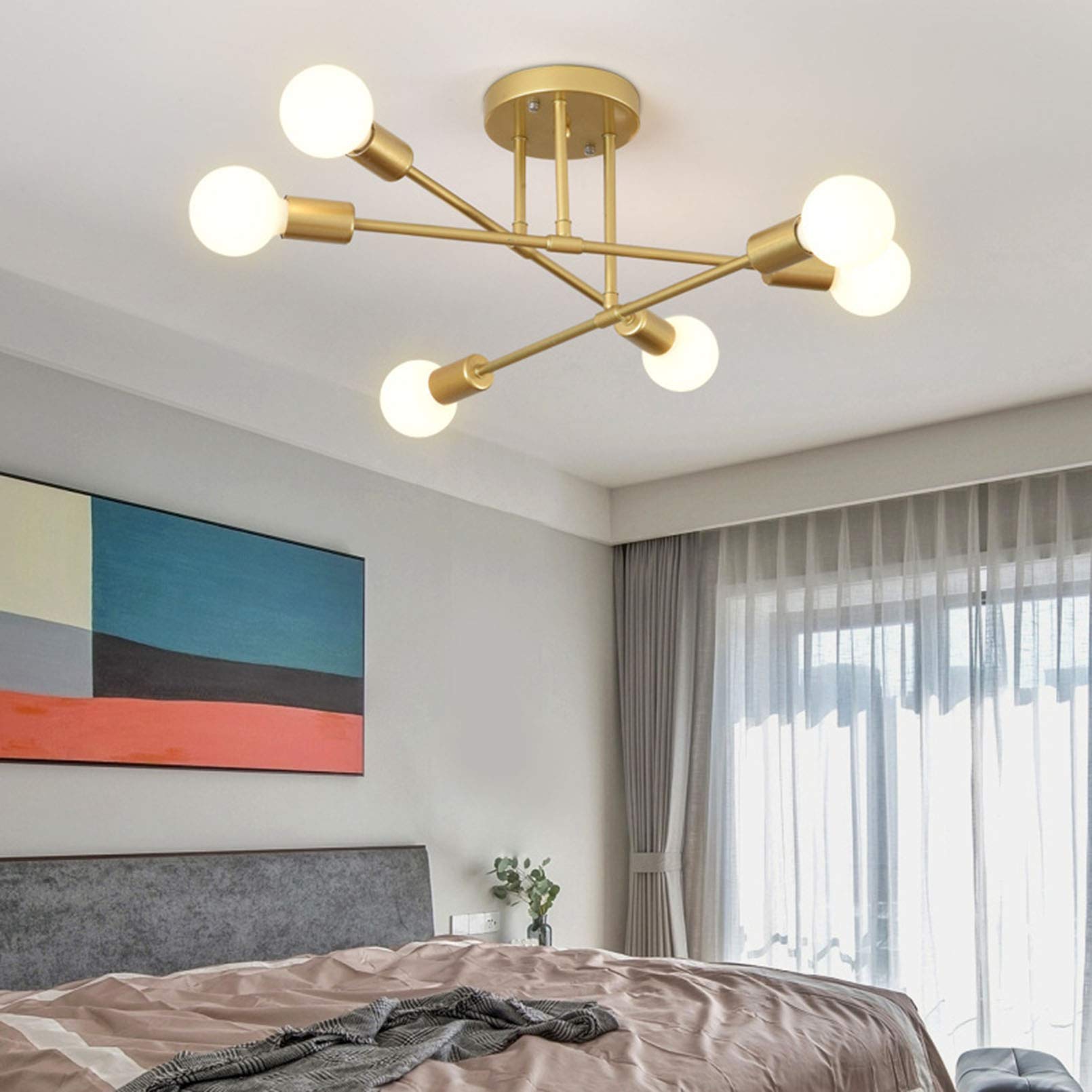Minimalistické stropní svítidlo s šesti LED lampami na zapuštění