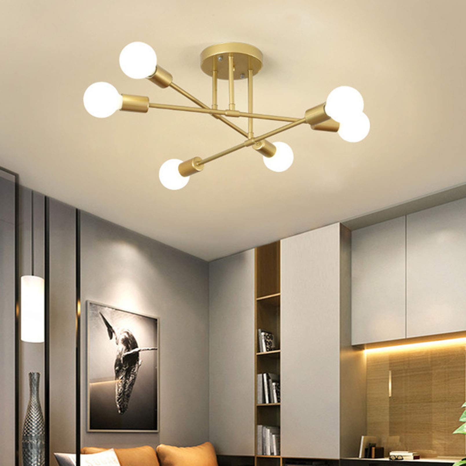 Minimalistické stropní svítidlo s šesti LED lampami na zapuštění