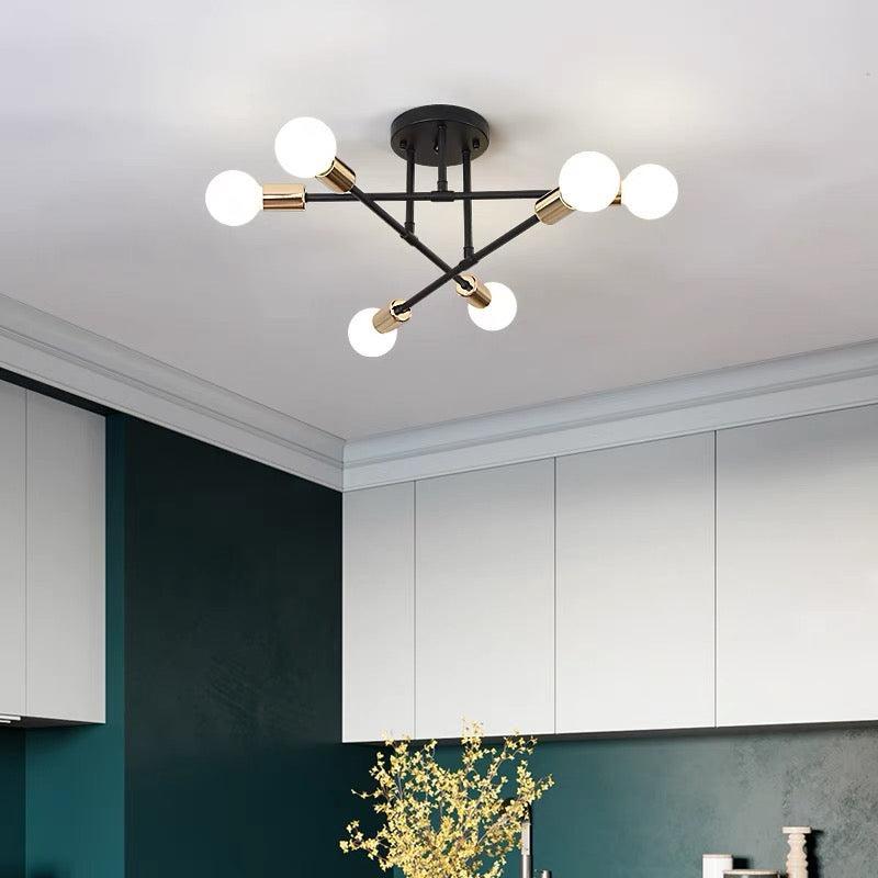 Minimalistické stropní svítidlo s šesti LED lampami na zapuštění