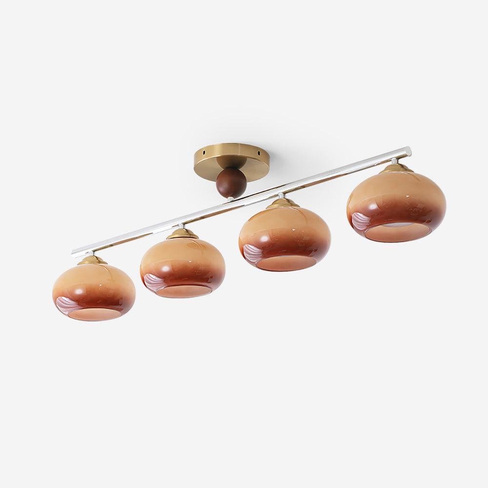 Quad Glass Shades Flush Mount Ceiling Light In Chrome And Gold