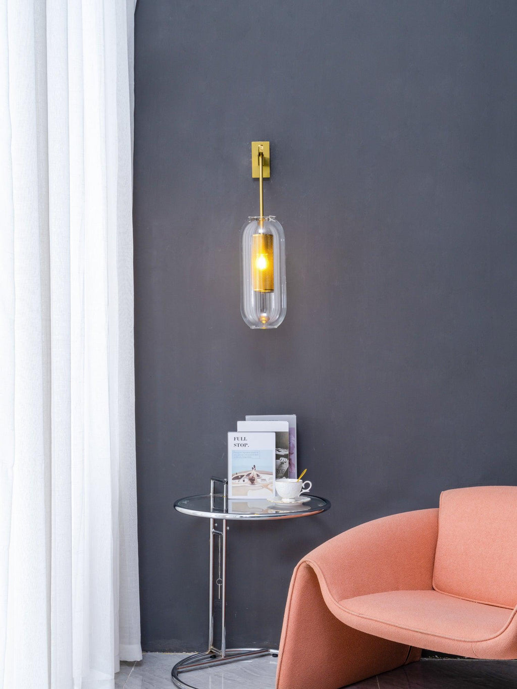 Contemporary Glass Wall Sconce With Steel Finish For Soft Ambient Lighting