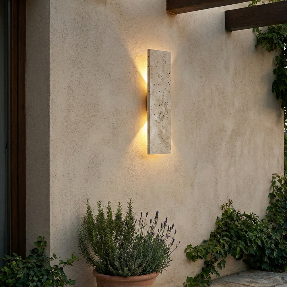 LED Outdoor Wall Light With Stone Finish, Waterproof And Dimmable