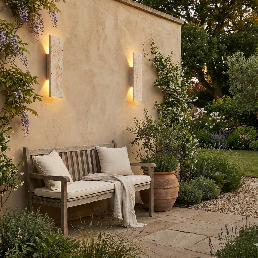 LED Outdoor Wall Light With Stone Finish, Waterproof And Dimmable