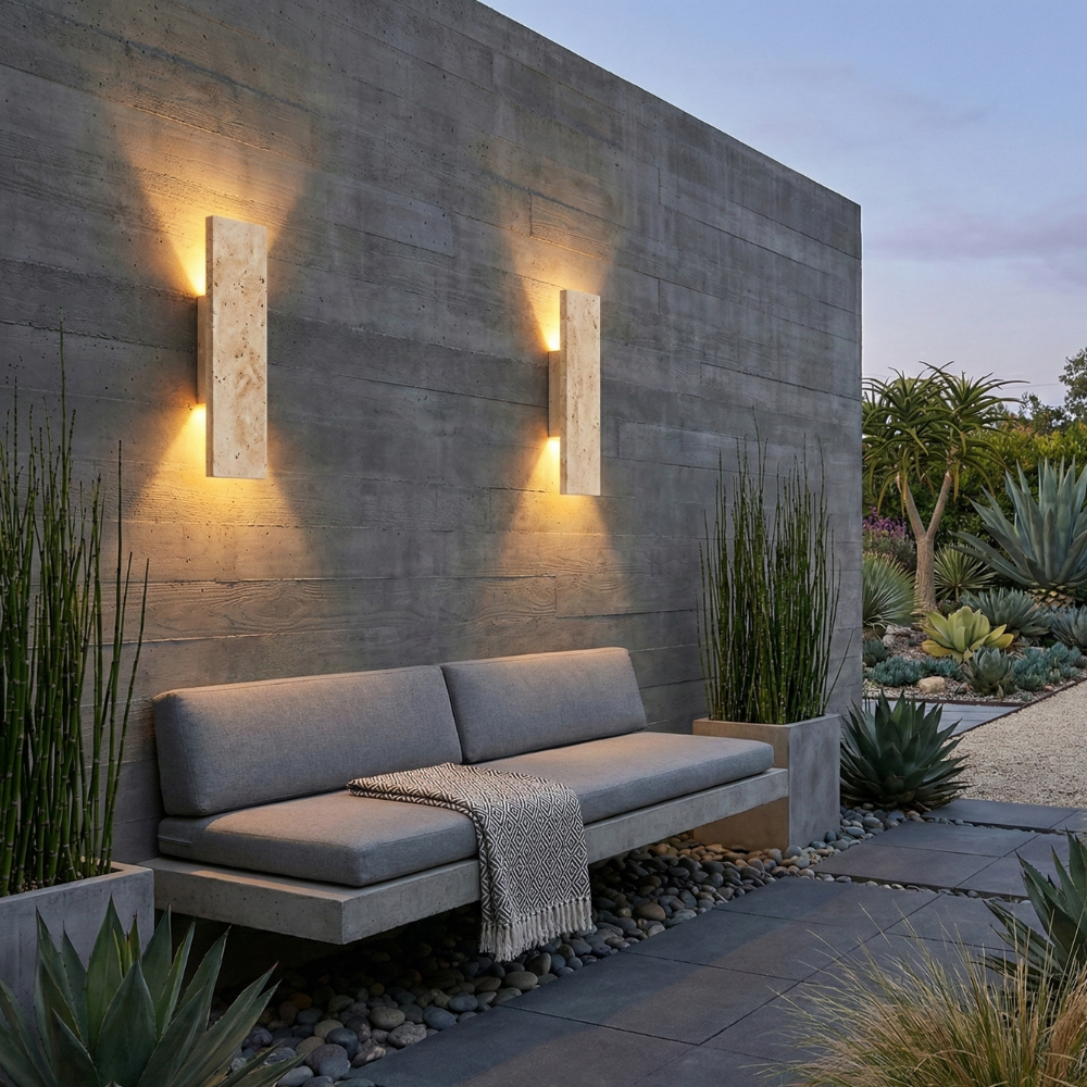 LED Outdoor Wall Light With Stone Finish, Waterproof And Dimmable