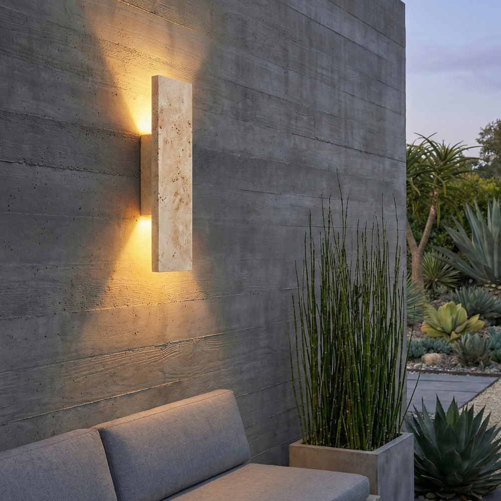 LED Outdoor Wall Light With Stone Finish, Waterproof And Dimmable