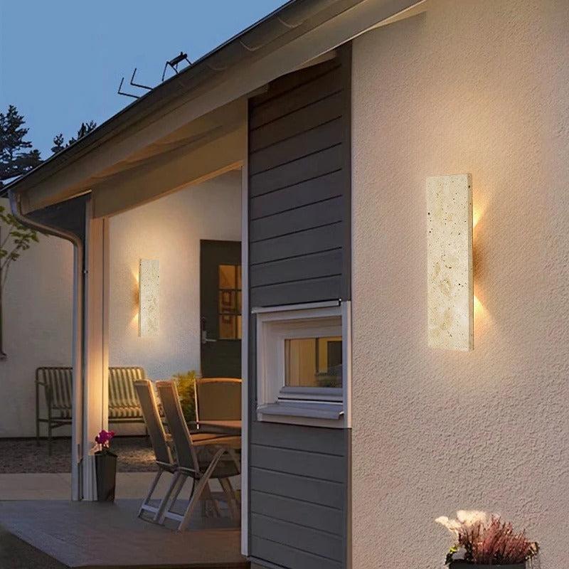 LED Outdoor Wall Light With Stone Finish, Waterproof And Dimmable