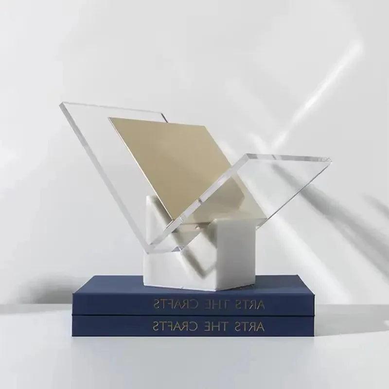 Acrylic Finish Modern Document Holder With Marble Look