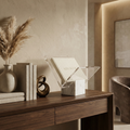 Acrylic Finish Modern Document Holder With Marble Look