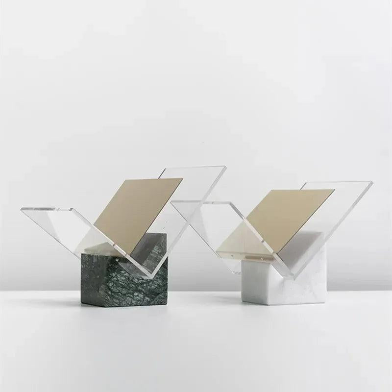 Acrylic Finish Modern Document Holder With Marble Look