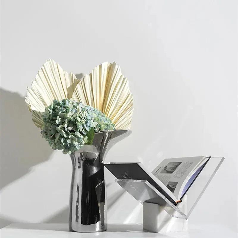 Acrylic Finish Modern Document Holder With Marble Look