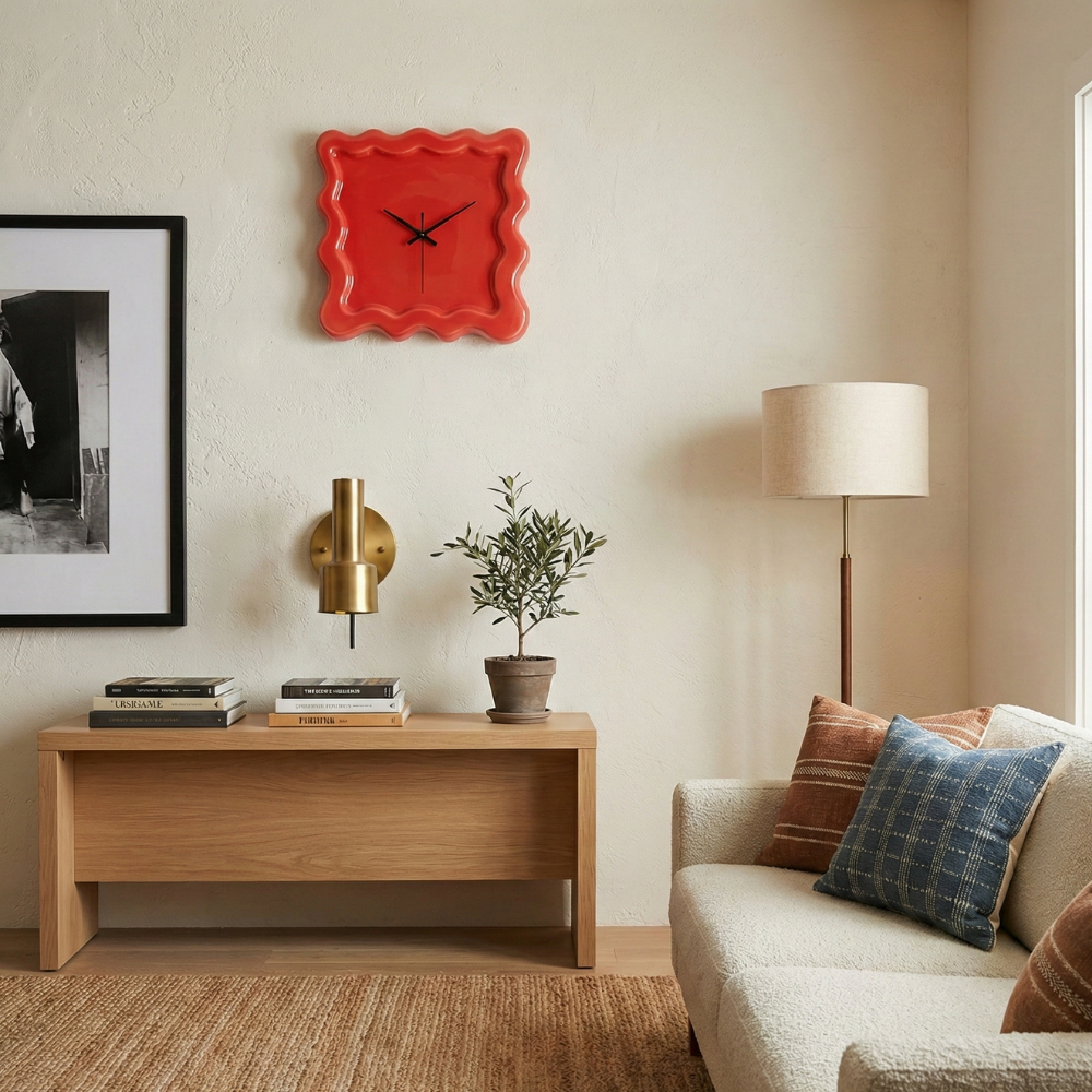 Minimalistische wandklok met geruisloze beweging voor moderne woondecoratie