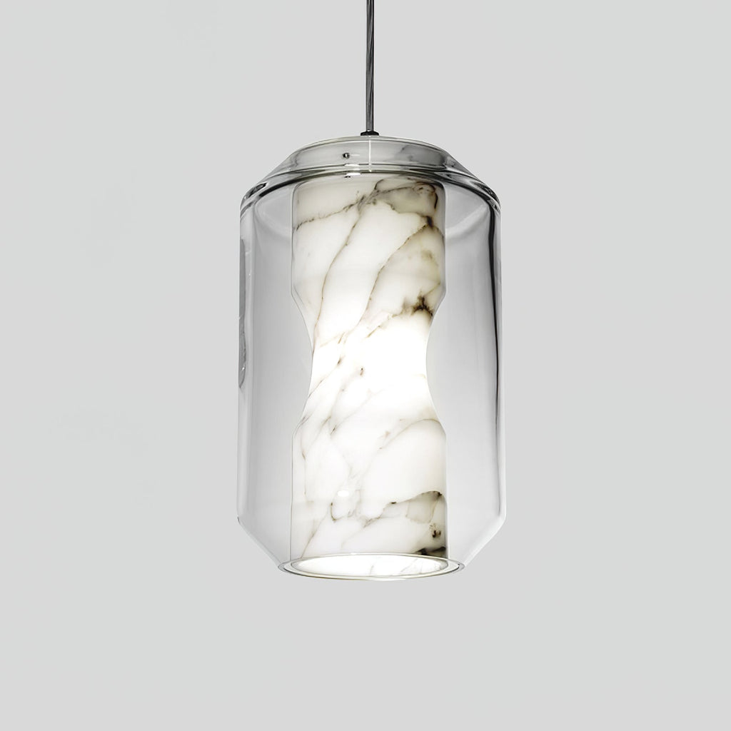 Alabaster Glass Pendant Light With Adjustable Height For Modern Interiors
