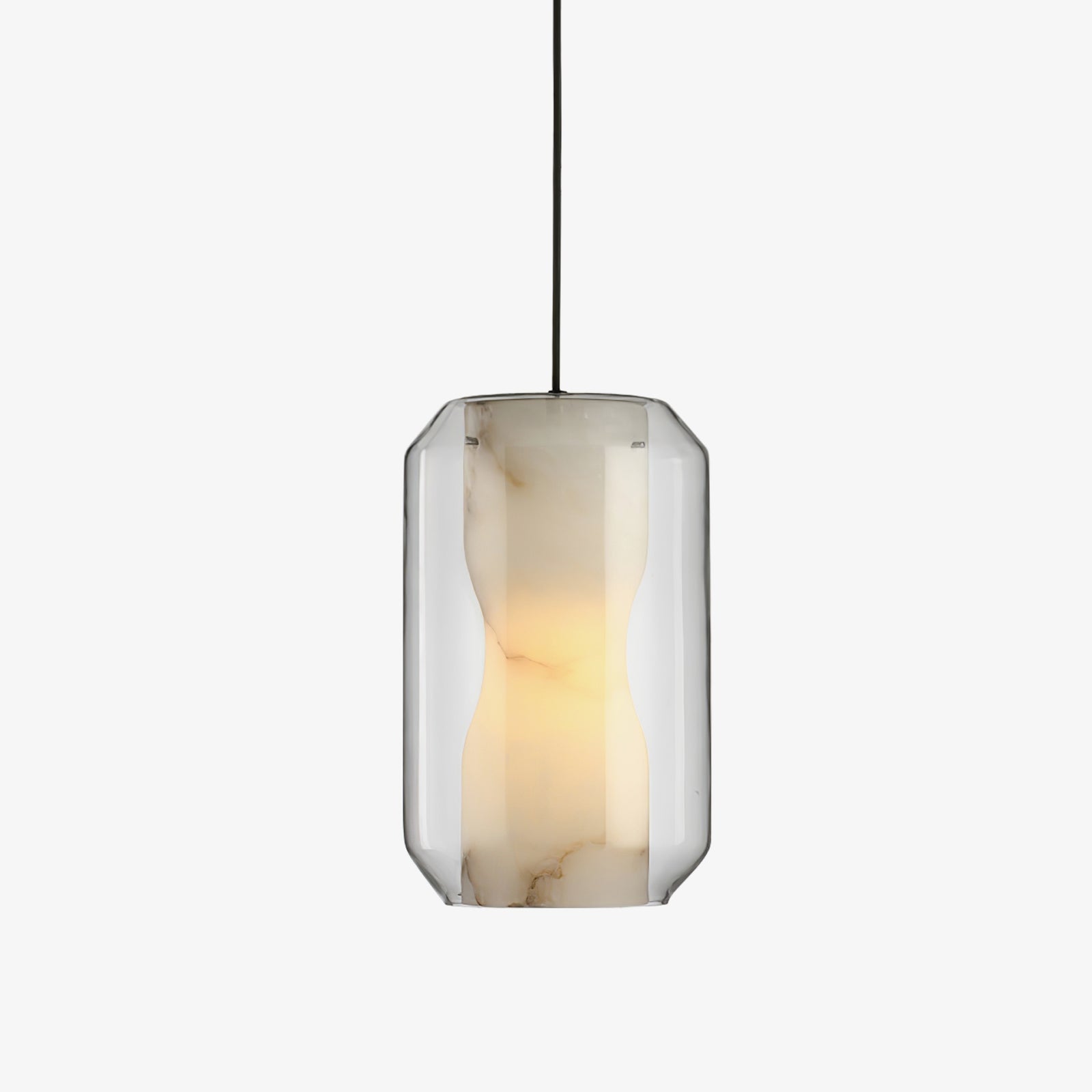 Alabaster Glass Pendant Light With Adjustable Height For Modern Interiors