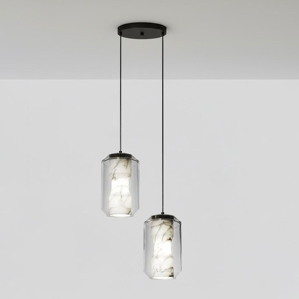Alabaster Glass Pendant Light With Adjustable Height For Modern Interiors