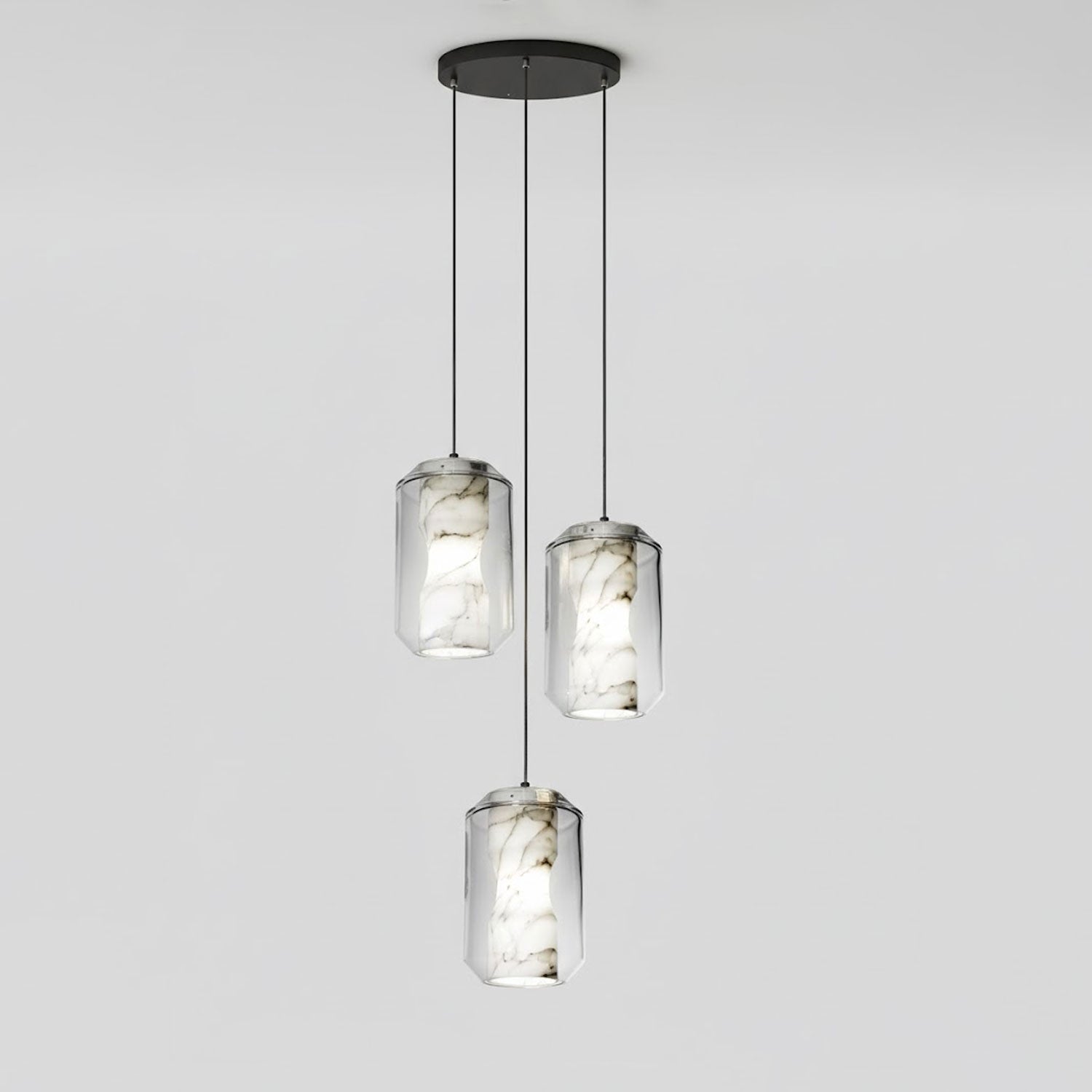 Alabaster Glass Pendant Light With Adjustable Height For Modern Interiors