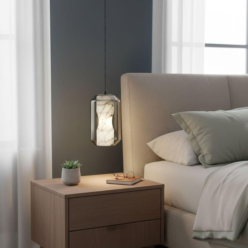 Alabaster Glass Pendant Light With Adjustable Height For Modern Interiors