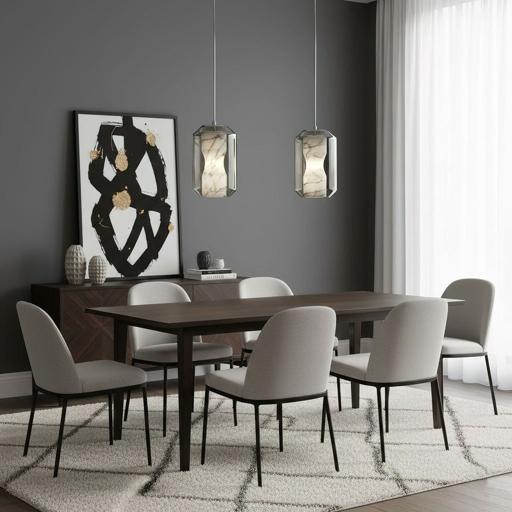 Alabaster Glass Pendant Light With Adjustable Height For Modern Interiors