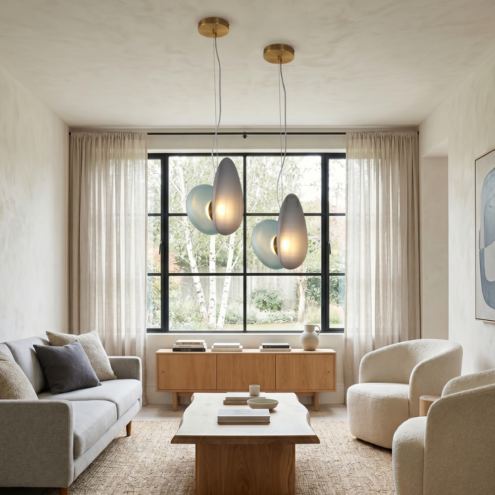 Modern Pendant Lamp With Frosted Glass And Adjustable Height