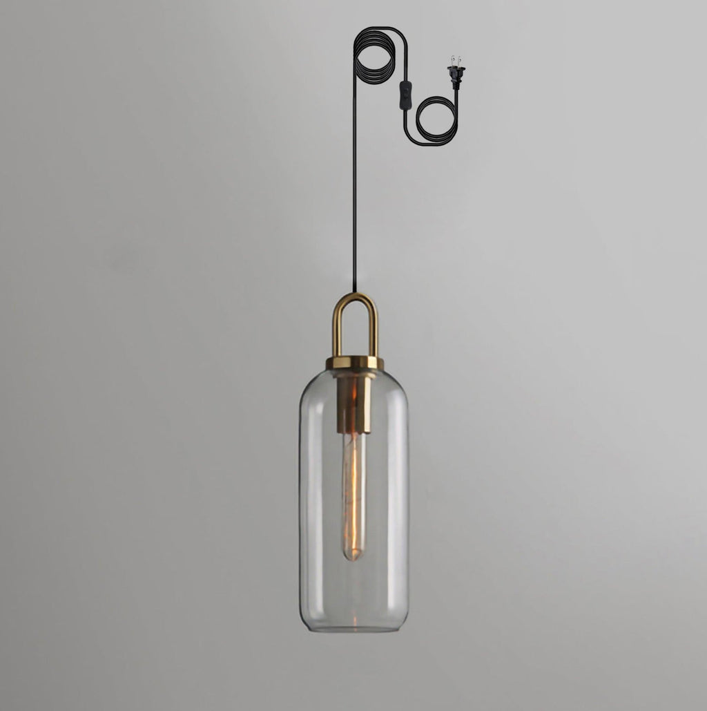 Copper Finish Glass Pendant Light With Adjustable Height