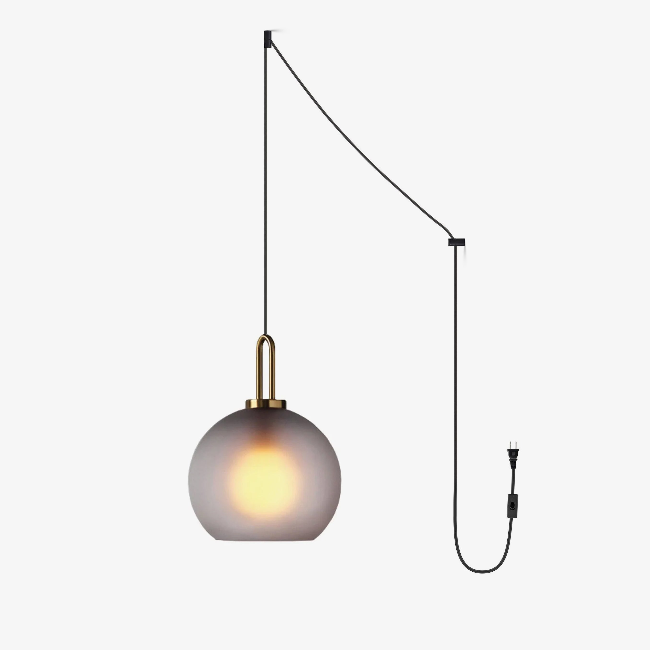 Copper Finish Glass Pendant Light With Adjustable Height