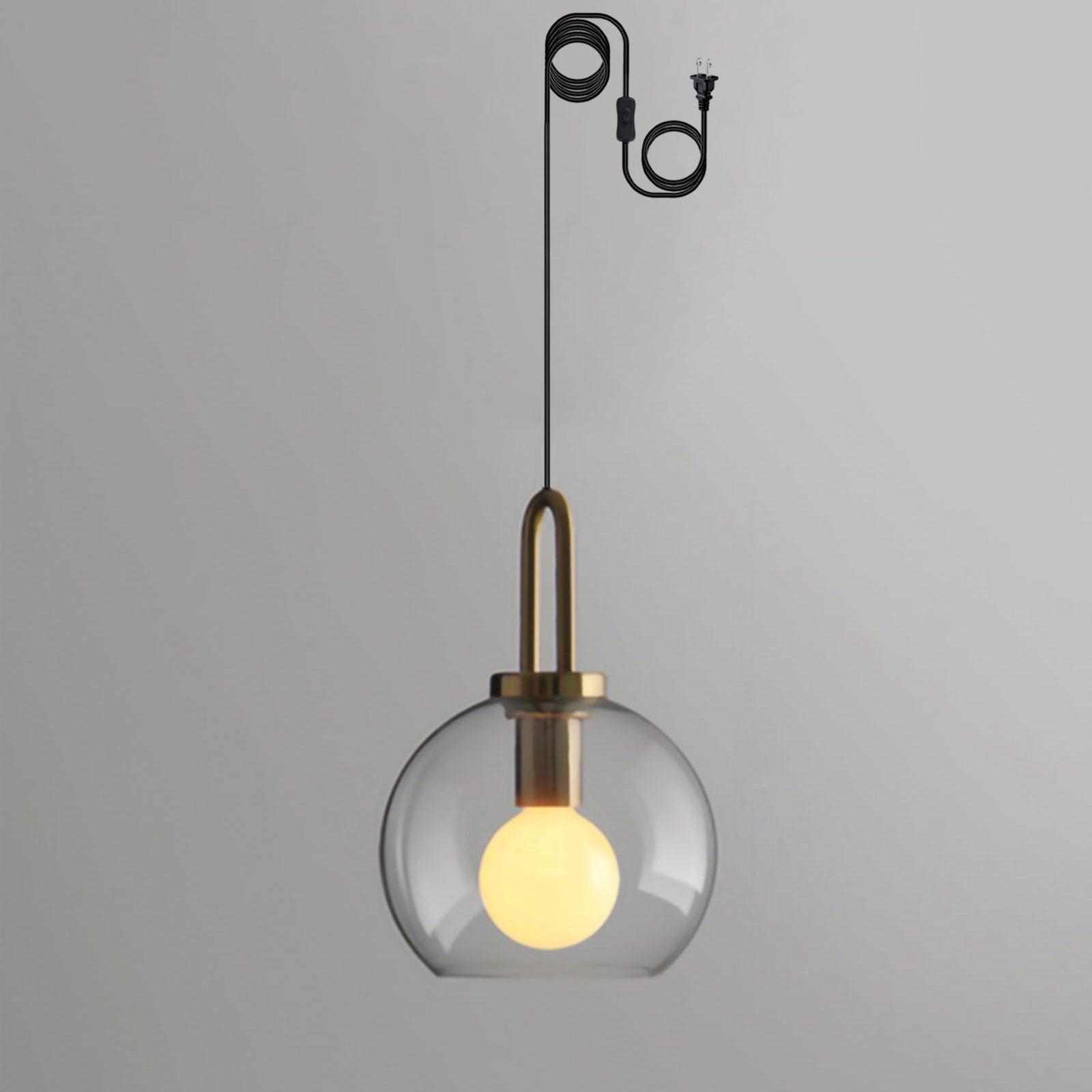 Copper Finish Glass Pendant Light With Adjustable Height
