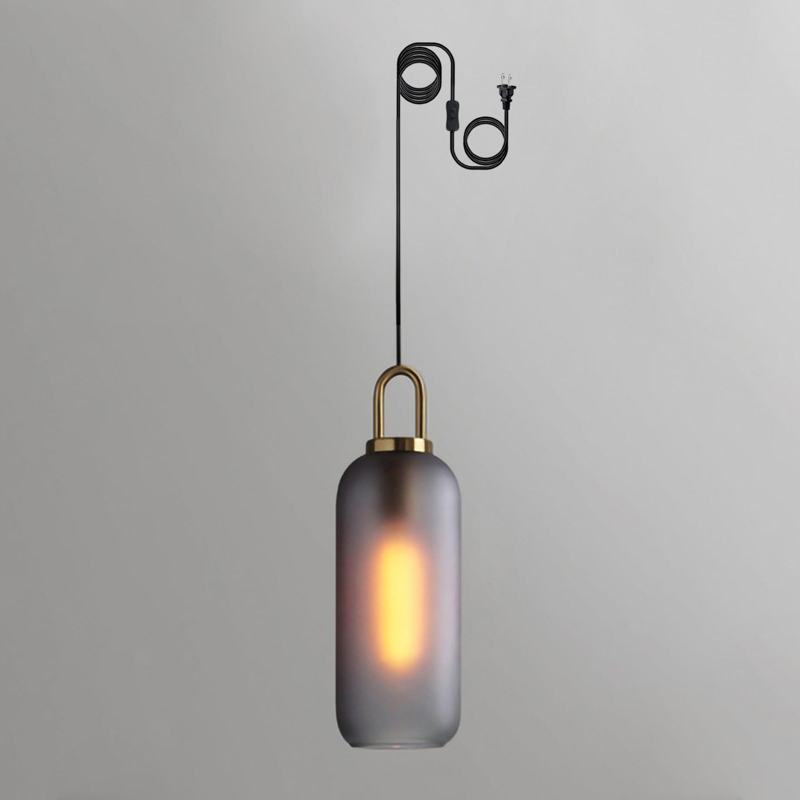 Copper Finish Glass Pendant Light With Adjustable Height