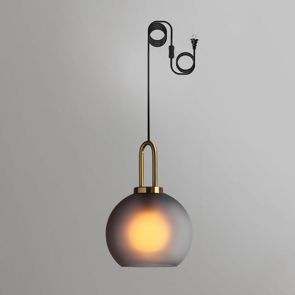 Copper Finish Glass Pendant Light With Adjustable Height