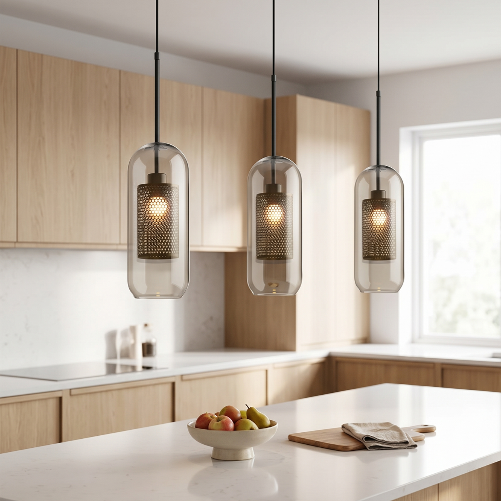 Elegant Glass Pendant Light With Adjustable Height For Modern Home Decor