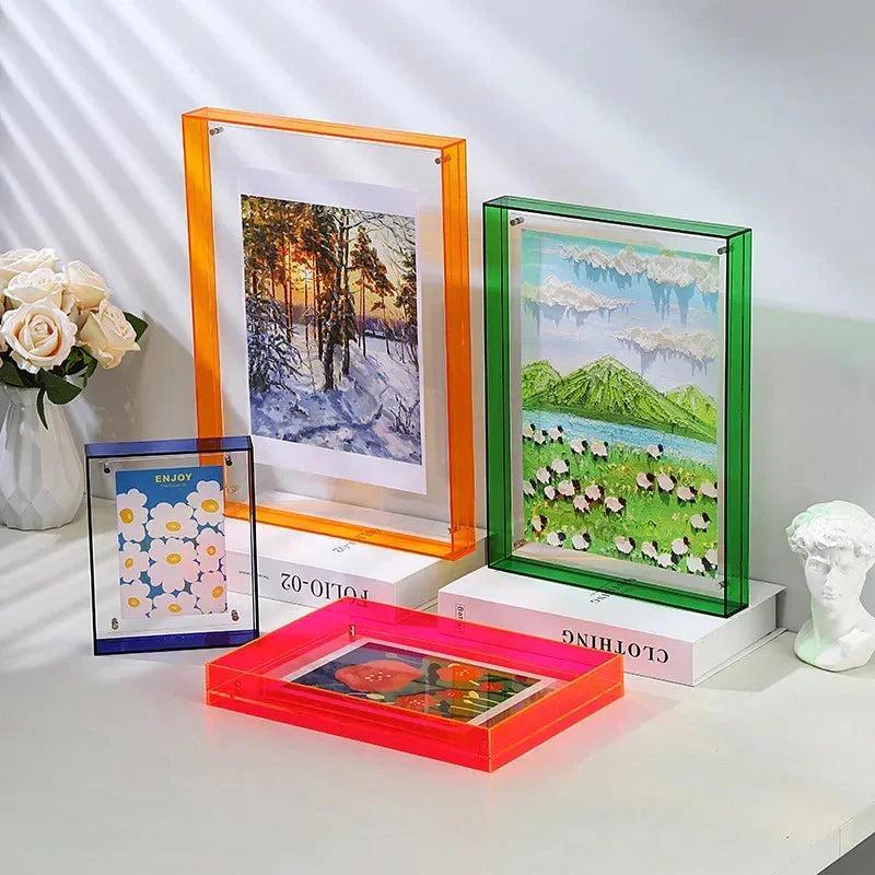 Acrylic Photo Frame With Vibrant Edge For Modern Wall Decor