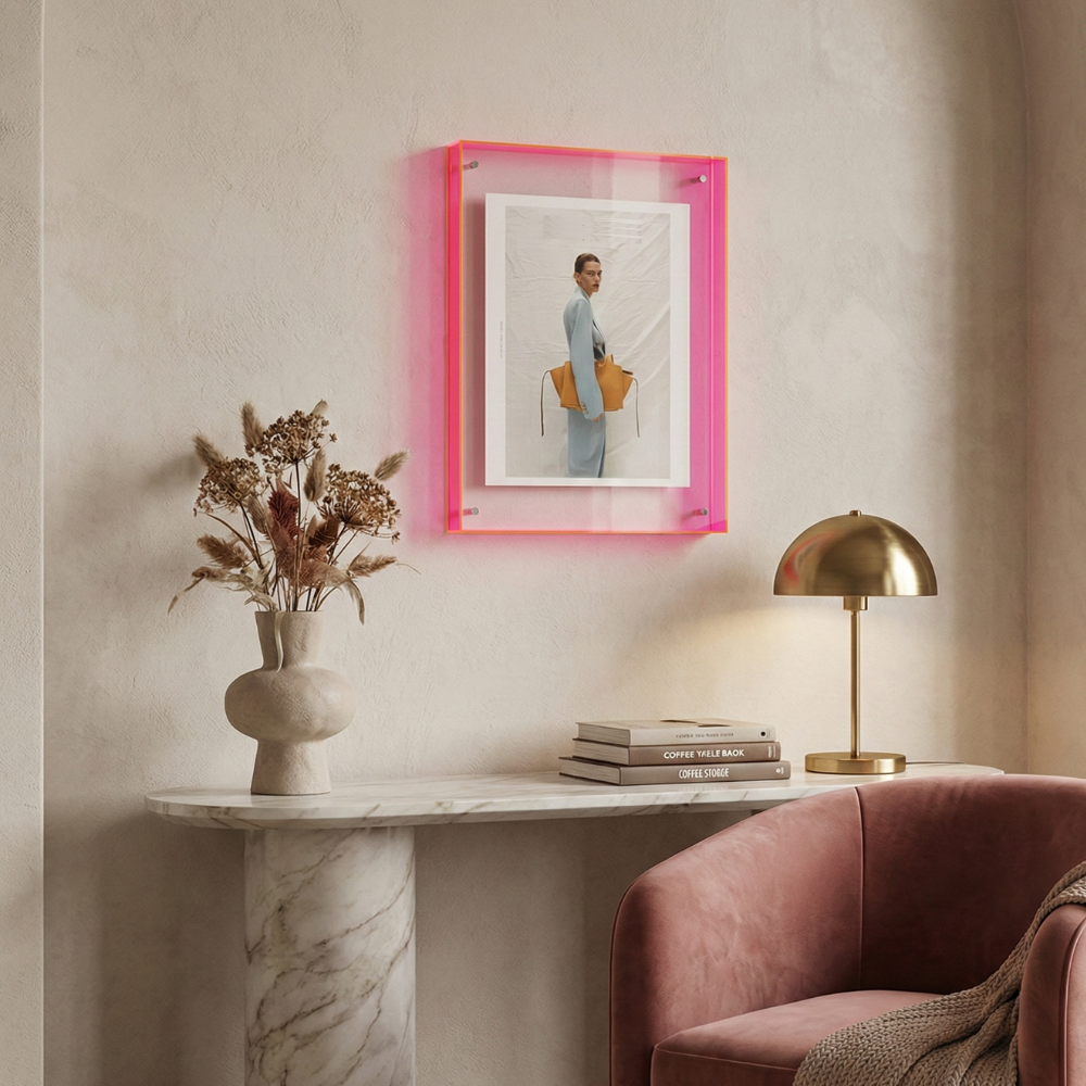 Acrylic Photo Frame With Vibrant Edge For Modern Wall Decor