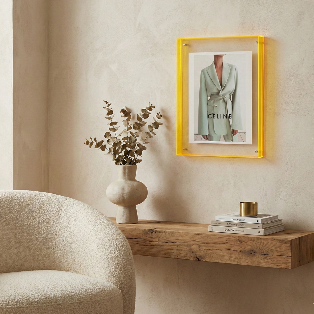 Acrylic Photo Frame With Vibrant Edge For Modern Wall Decor