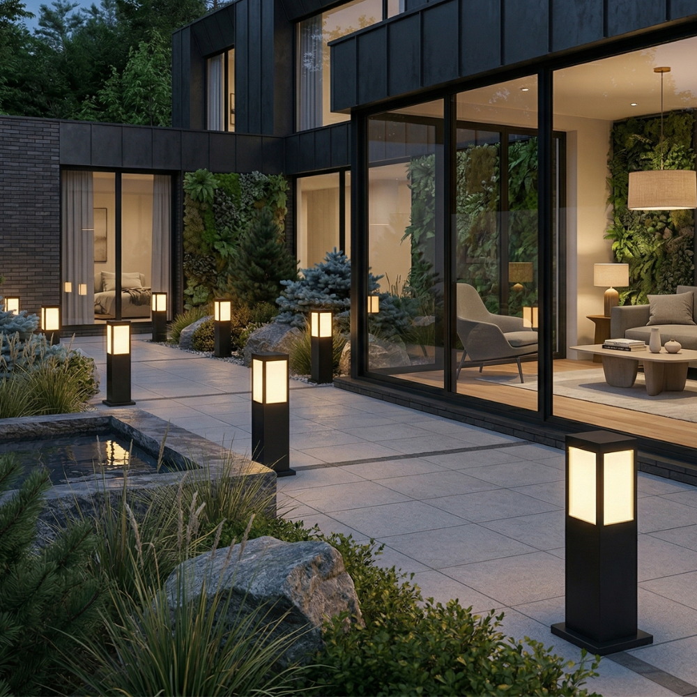 Aluminium Solar Post Lantern For Outdoor Use With LED Waterproof