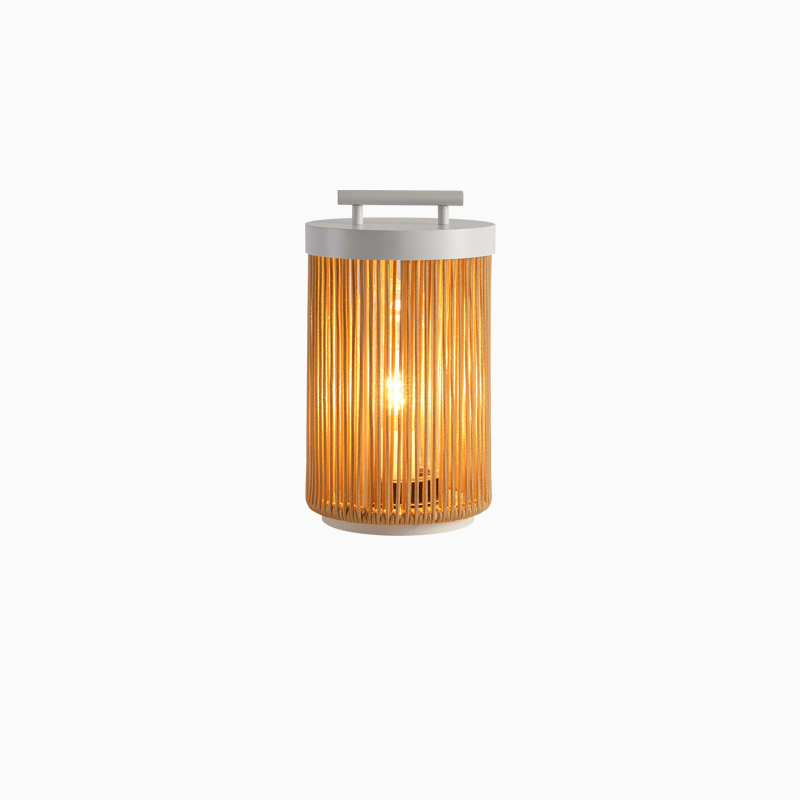 Natural Rattan Solar Post Light With Waterproof LED