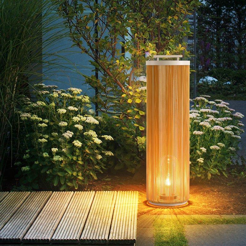 Natural Rattan Solar Post Light With Waterproof LED
