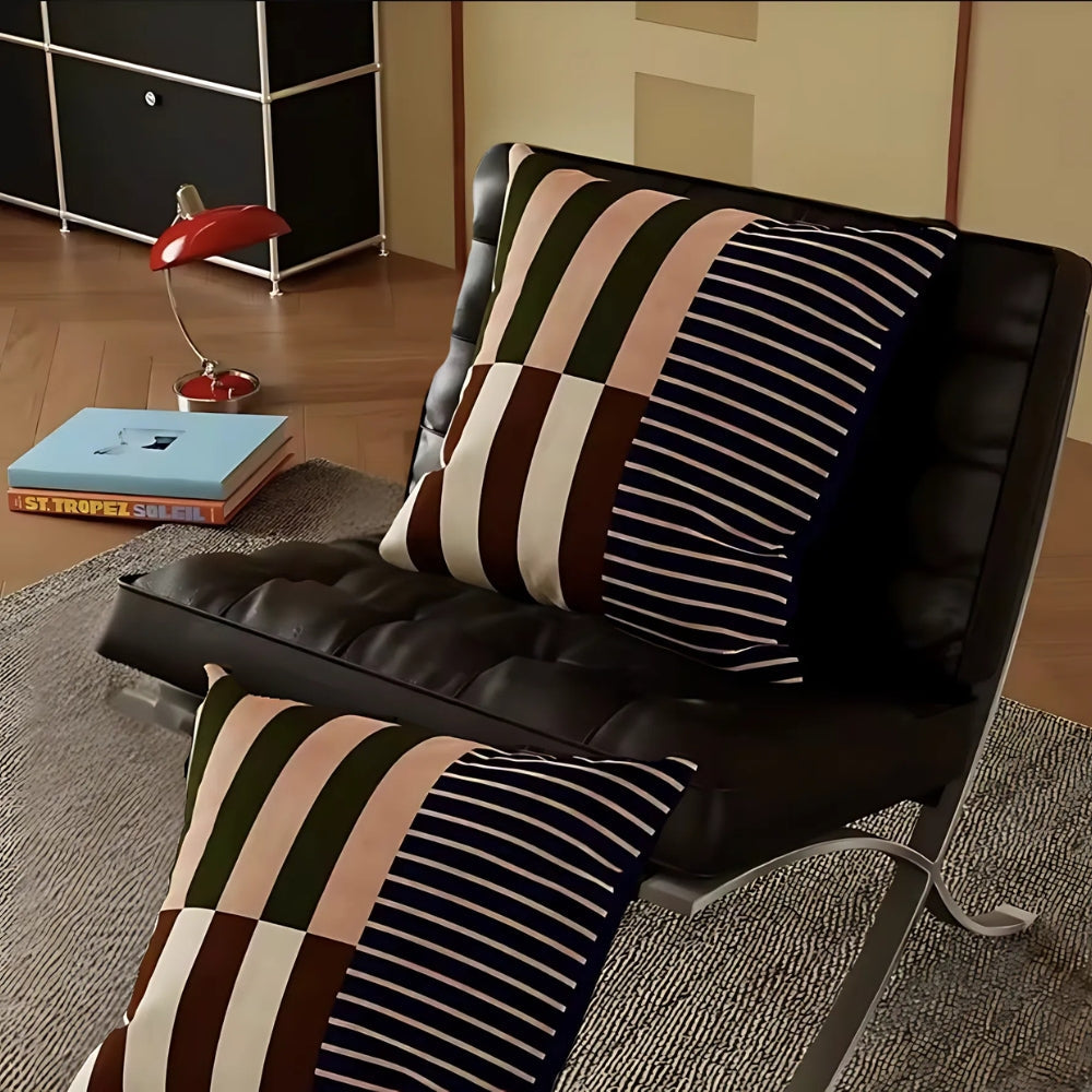 Contemporary Cushion Cover With Stripes In Soft Microfibre