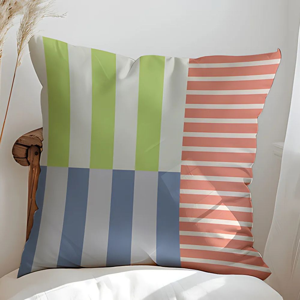 Contemporary Cushion Cover With Stripes In Soft Microfibre
