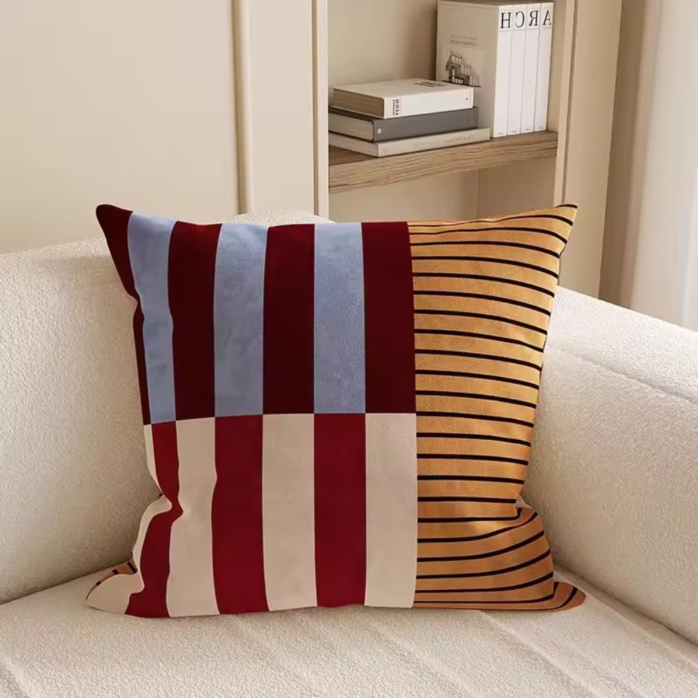 Contemporary Cushion Cover With Stripes In Soft Microfibre