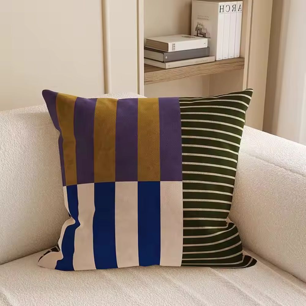 Contemporary Cushion Cover With Stripes In Soft Microfibre